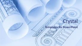  Presentation with architecture plans - Presentation theme enhanced with rolls of architecture blueprints house background and a light blue colored foreground
