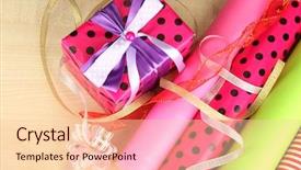  Presentation with old paper rolls - Presentation theme having rolls of christmas wrapping paper background and a  colored foreground