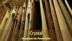  Presentation with roll fabric in store room - Amazing PPT theme having rolls of fabric and textiles backdrop and a tawny brown colored foreground