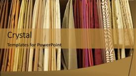  Presentation with fabric - Presentation theme consisting of rolls of fabric and textiles background and a gold colored foreground