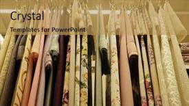  Presentation with fabric - PPT layouts having rolls of fabric and textiles background and a yellow colored foreground
