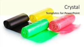  Presentation with garbage - Slide set enhanced with rolls of garbage bags isolated background and a blonde colored foreground