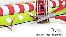  Presentation with gift ribbon - Colorful slides enhanced with rolls of gift wrapping paper backdrop and a white colored foreground