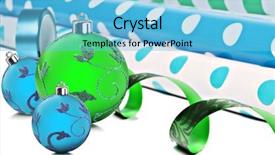  Presentation with gift ribbon - Beautiful PPT theme featuring rolls of gift wrapping paper backdrop and a  colored foreground