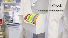  Presentation with labeling - PPT theme featuring rolls of multicolored labeling tape background and a light gray colored foreground