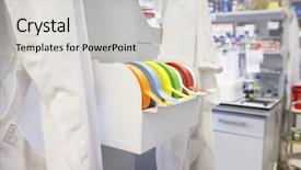  Presentation with labeling - Presentation design enhanced with rolls of multicolored labeling tape background and a light gray colored foreground