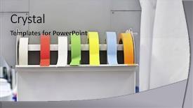  Presentation with labeling - Presentation design consisting of rolls of multicolored labeling tape background and a light gray colored foreground