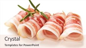  Presentation with bacon - Beautiful slides featuring rolls of pancetta bacon isolated backdrop and a lemonade colored foreground