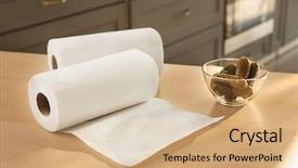  Presentation with kitchen - Audience pleasing PPT layouts consisting of rolls of paper towels backdrop and a coral colored foreground