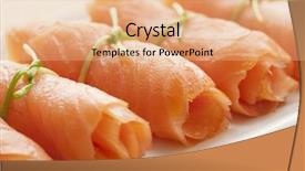  Presentation with salmon fish - Beautiful slides featuring rolls of smoked salmon backdrop and a coral colored foreground