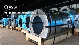  Presentation with steel - Cool new PPT theme with rolls of steel sheet backdrop and a black colored foreground