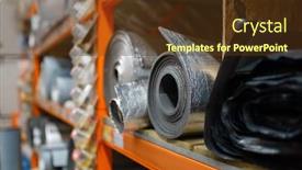  Presentation with thermal insulation - Audience pleasing theme consisting of rolls of thermal insulation in hardware store backdrop and a tawny brown colored foreground