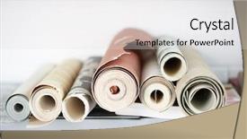  Presentation with desk - Theme having rolls of wallpaper on desk background and a light gray colored foreground