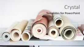  Presentation with desk - Slide deck with rolls-of-wallpaper-on-desk background and a white colored foreground