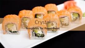  Presentation with served - PPT theme with rolls with shiitake mushrooms served on a plate background and a yellow colored foreground