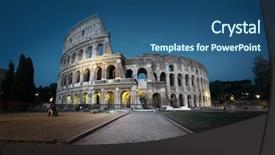  Presentation with italy history - PPT layouts having roma history - colosseum at night rome italy background and a ocean colored foreground
