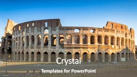  Presentation with rome italy - Slide deck consisting of roma history - colosseum in rome at sunrise background and a violet colored foreground