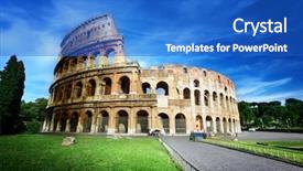  Presentation with italy history - PPT layouts enhanced with roma history - colosseum in rome italy background and a cobalt blue colored foreground