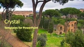  Presentation with italy history - Slide deck having roma history - colosseum view from palatino hill background and a tawny brown colored foreground