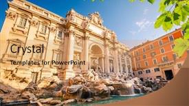  Presentation with italy history - Beautiful PPT theme featuring roma history - fountain di trevi in rome backdrop and a coral colored foreground