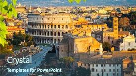  Presentation with italy history - PPT theme with roma history - view on colosseum in rome background and a ocean colored foreground