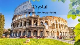  Presentation with italy history - PPT theme enhanced with roma history - view on colosseum in rome background and a light blue colored foreground