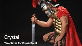  Presentation with portrait - PPT theme having roman - portrait of a legionary soldier background and a dark gray colored foreground