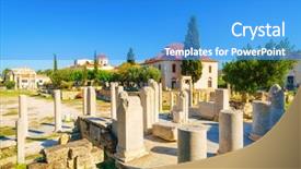  Presentation with byzantine - Theme having roman agora and byzantine church background and a teal colored foreground