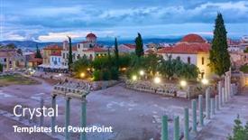  Presentation with roman - Slide deck with roman agora in the old background and a ocean colored foreground