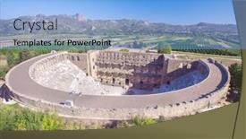  Presentation with amphitheater - Presentation theme with roman amphitheater of aspendos belkiz antalya turkey background and a light blue colored foreground