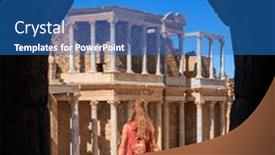  Presentation with amphitheater - PPT theme enhanced with roman-amphitheater-tour-tourism background and a teal colored foreground