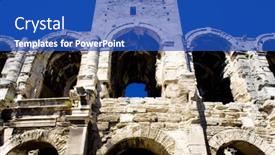  Presentation with roman - Presentation theme featuring roman-amphitheatre-arles-provence-france background and a cobalt blue colored foreground