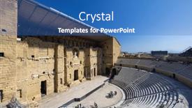  Presentation with unesco - PPT layouts with roman-amphitheatre-orange-unesco-world background and a teal colored foreground