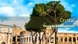  Presentation with rome italy - Slide set enhanced with roman-amphitheatres-in-rome-circular background and a tawny brown colored foreground