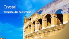  Presentation with rome italy - Theme having roman-amphitheatres-in-rome-circular background and a cobalt blue colored foreground