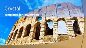  Presentation with rome italy - Presentation theme enhanced with roman-amphitheatres-in-rome-circular background and a teal colored foreground