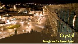  Presentation with aqueduct - Amazing presentation design having roman-aqueduct-at-segovia-city backdrop and a tawny brown colored foreground