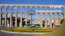  Presentation with world heritage sites - Slide deck featuring roman aqueduct of segovia declared background and a  colored foreground