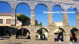  Presentation with world heritage sites - Presentation theme enhanced with roman aqueduct of segovia spain background and a  colored foreground