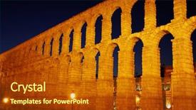  Presentation with europe history - Slide set enhanced with roman aqueduct of segovia spain background and a crimson colored foreground