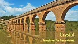  Presentation with aqueduct - Colorful presentation design enhanced with roman aqueduct pont del diable backdrop and a tawny brown colored foreground