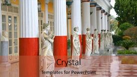  Presentation with greek architecture - PPT layouts having roman architecture - sculptured greek influenced figures background and a red colored foreground