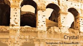  Presentation with rome italy - Audience pleasing PPT layouts consisting of roman architecture - wall of the colosseum backdrop and a yellow colored foreground