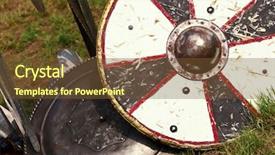  Presentation with roman army - Beautiful PPT theme featuring roman army - fine image of ancient shield backdrop and a tawny brown colored foreground