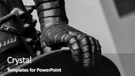  Presentation with roman army - PPT layouts with roman army - hand in armour background and a black colored foreground