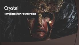  Presentation with roman army - PPT theme consisting of roman army - viking magician fighter with shield background and a dark gray colored foreground