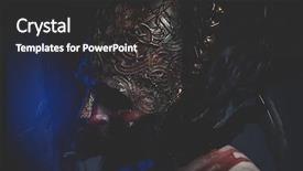  Presentation with geometric shapes - Presentation theme with roman army - viking magician fighter with shield background and a dark gray colored foreground