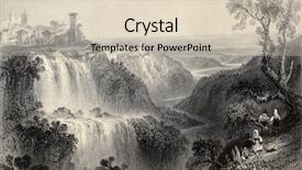  Presentation with italy art - Beautiful slide deck featuring roman art - antique illustration of tivoli waterfalls backdrop and a soft green colored foreground