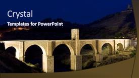  Presentation with roman - Audience pleasing theme consisting of roman bridge alcantara caceres province extremadura spain backdrop and a navy blue colored foreground