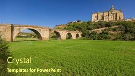  Presentation with roman - Presentation featuring roman-bridge-and-cathedral-coria background and a tawny brown colored foreground